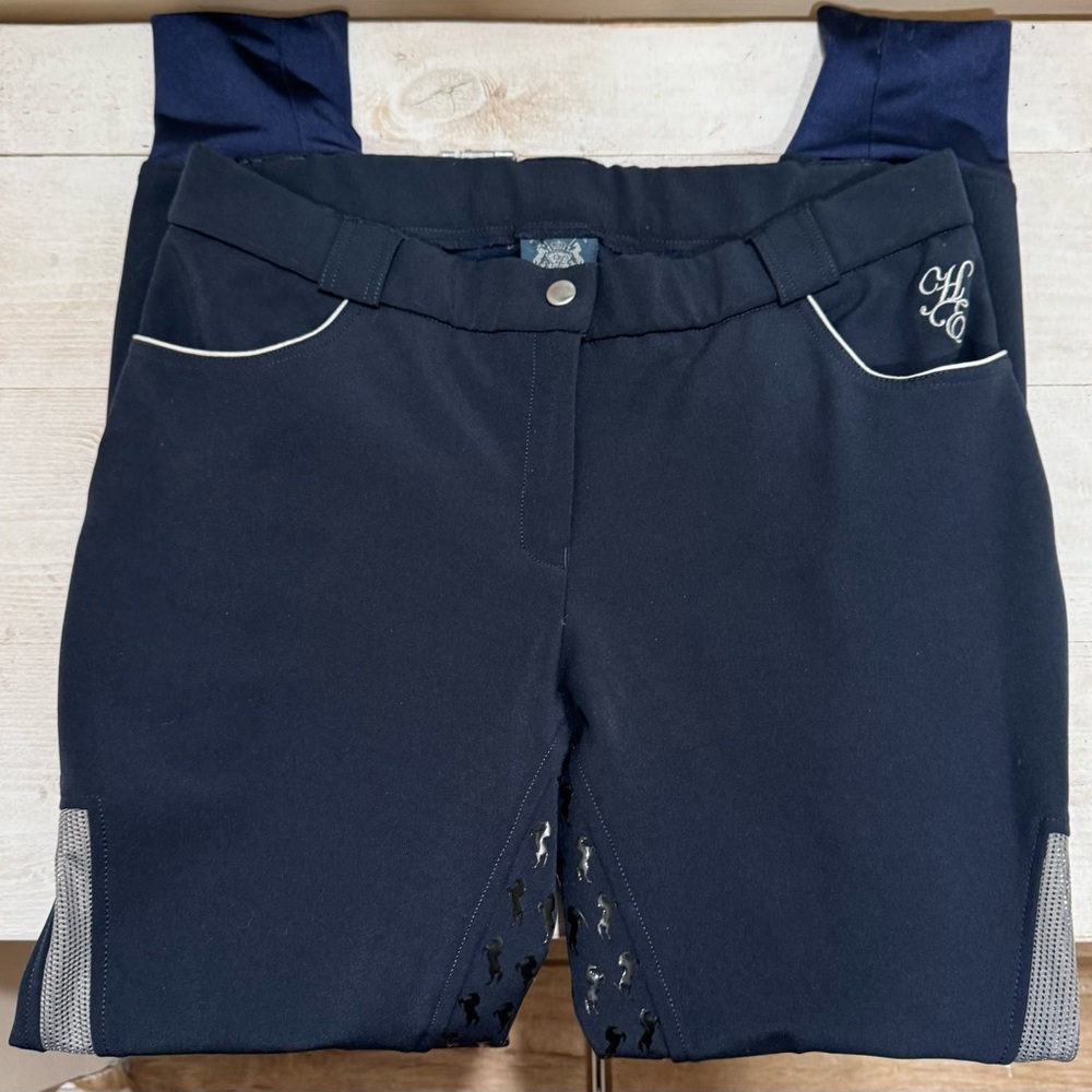 Huntington Equestrian Navy Blue Full Seat - side vent breeches